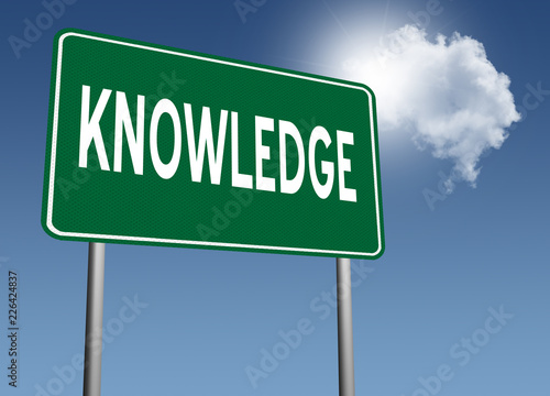 Knowledge sign on clear sky background education concept