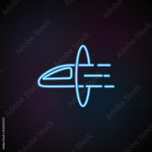 high-speed train icon in neon style. One of Speed collection icon can be used for UI, UX