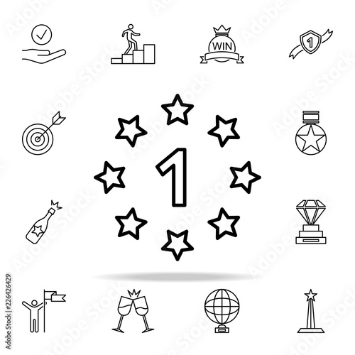 one and asterisks icon. Succes and awards icons universal set for web and mobile