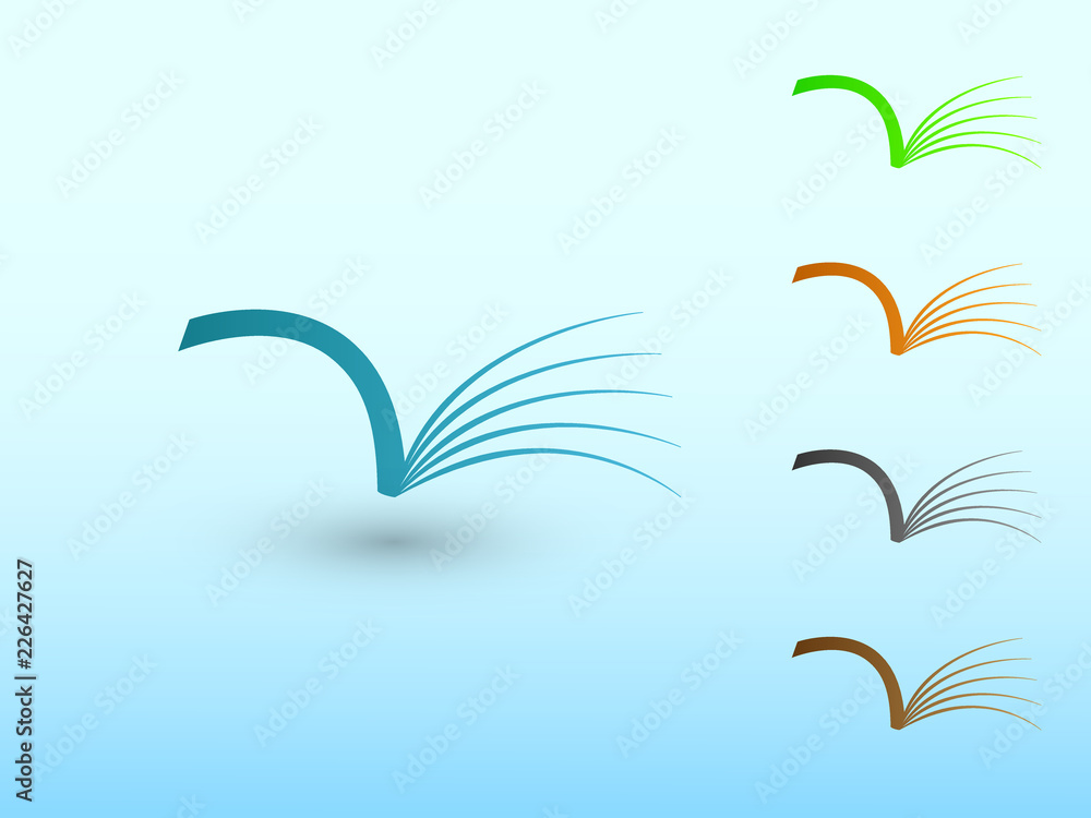 A set of open books of library for reading to share knowledge logo for school and college vector illustration