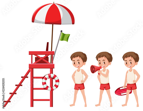 Set of lifeguard on white background