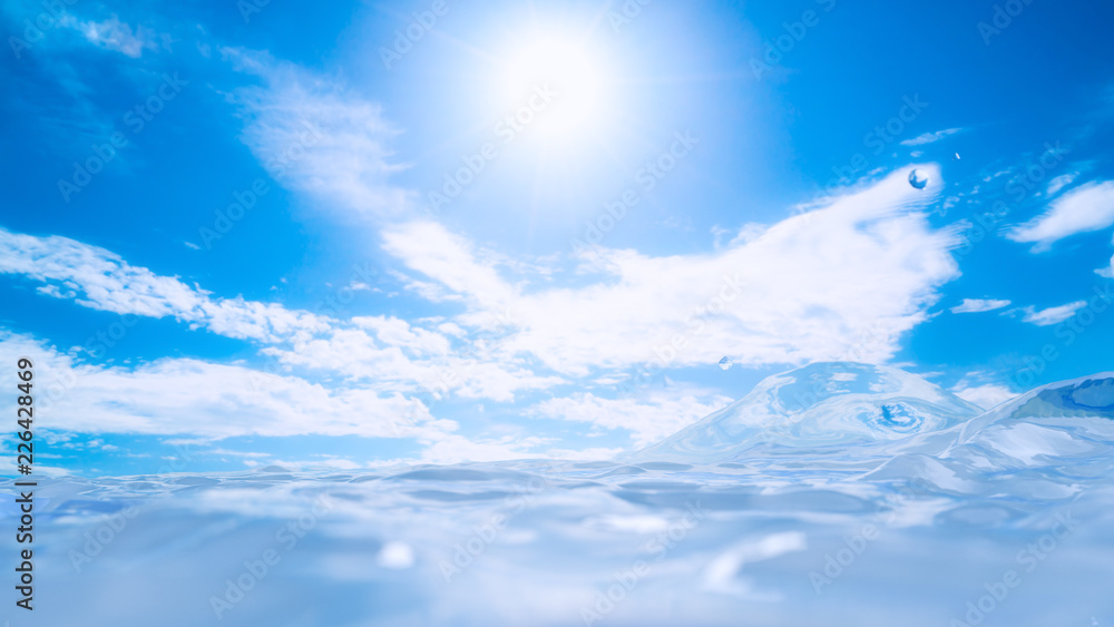 Water sunlight and blue sky background Water sunlight and blue sky background
