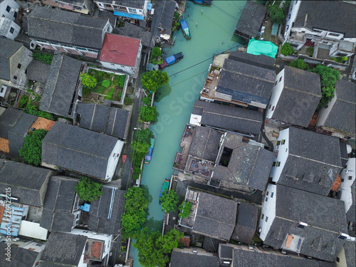 aerial view of zhouzhuang town photo