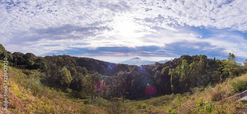 Sunrise in the morning and mountain views, Light at dawn, The color of the sky, Rising sun, Doi Inthanon, Chiangmai, Thailand. (panorama) © Wuttisit