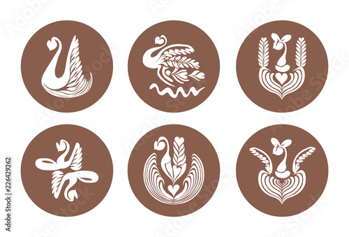 Coffee latte art pattern vectors