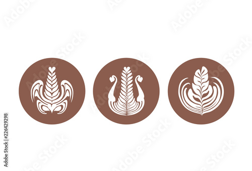 Coffee latte art pattern vectors