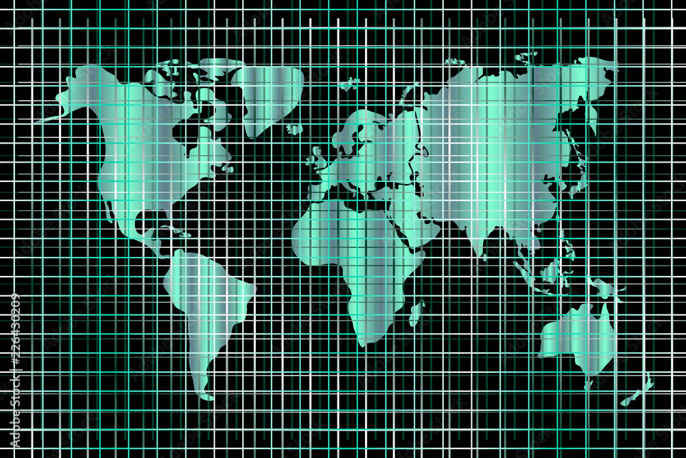 Vector technology background. World map and lines Vector technology background. World map and lines