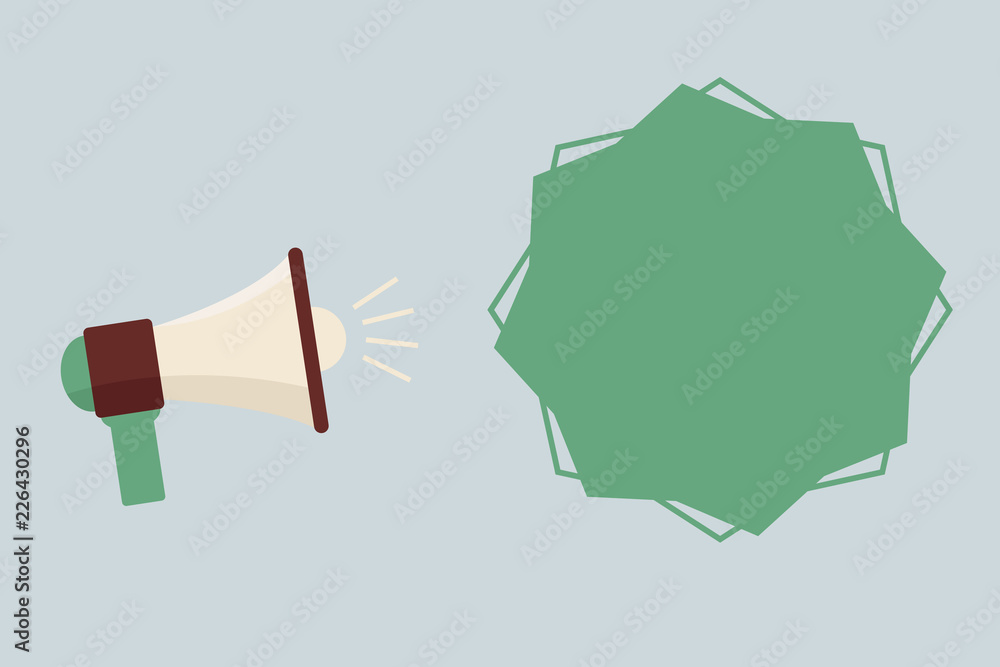 Flat design Vector Illustration Empty esp template copy text for Ad, promotion, poster, flyer, web banner, article. Megaphone with Sound Volume Effect icon and Blank 8 Pointed Star shape Flat design Vector Illustration Empty esp template copy text for Ad, promotion, poster, flyer, web banner, article. Megaphone with Sound Volume Effect icon and Blank 8 Pointed Star shape