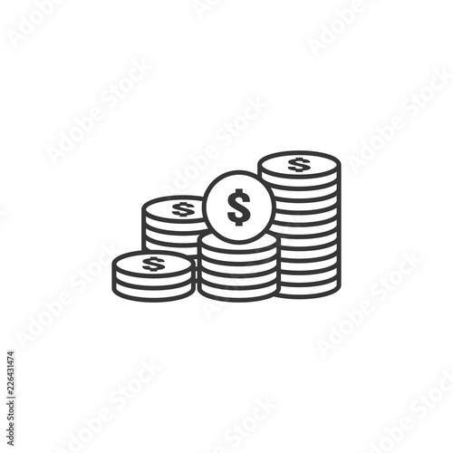 dollar pile coins icon. gold golden money stack for profit financing. business investment growth concept for info graphics, websites, mobile and print media. flat style vector illustration.