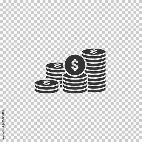 dollar pile coins icon. gold golden money stack for profit financing. business investment growth concept for info graphics, websites, mobile and print media. flat style vector illustration.
