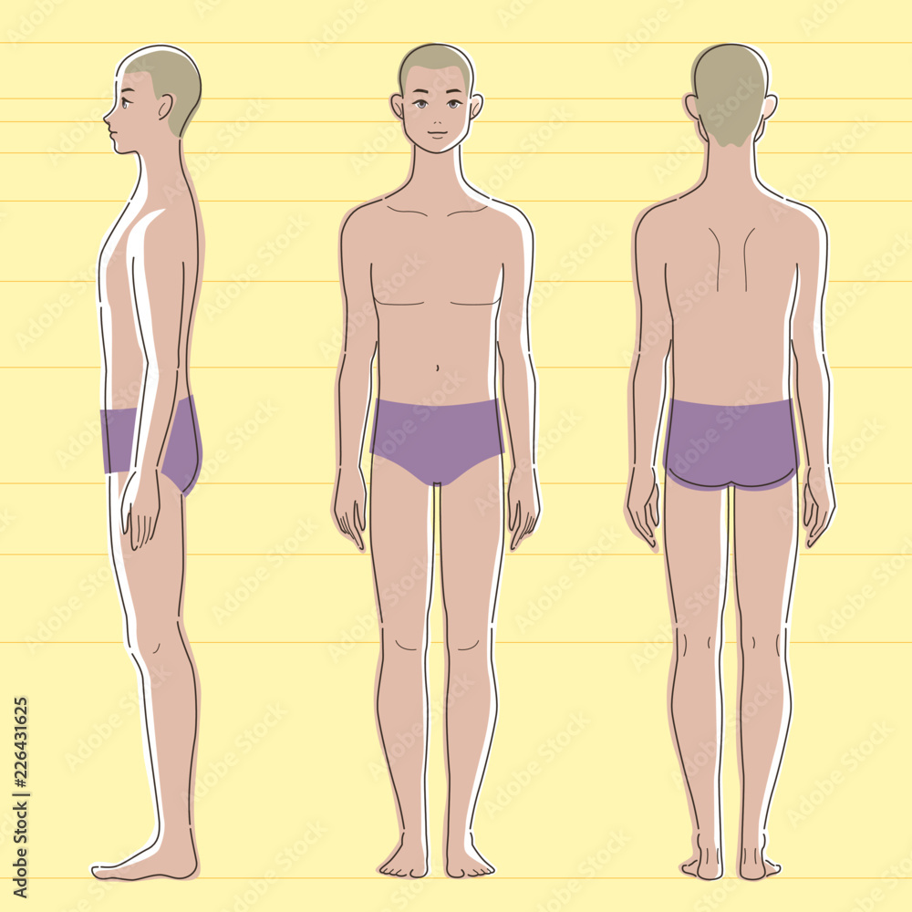 褐色肌の男性の全身図ベクターイラスト 正面 側面 背面 Stock Vector Adobe Stock