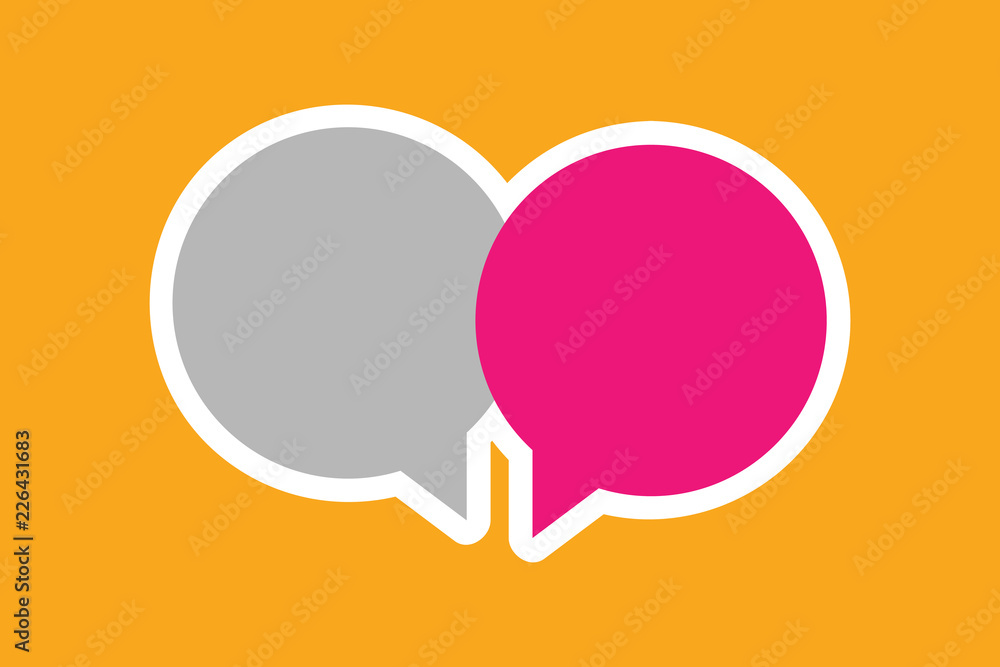 Flat design business Vector Illustration concept Empty copy space modern abstract background Geometric element. Two Blank Round Speech Bubble Overlapping Sticker style in Solid Color Flat design business Vector Illustration concept Empty copy space modern abstract background Geometric element. Two Blank Round Speech Bubble Overlapping Sticker style in Solid Color