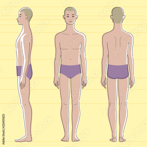 褐色肌の男性の全身図ベクターイラスト 正面 側面 背面 Stock Vector Adobe Stock