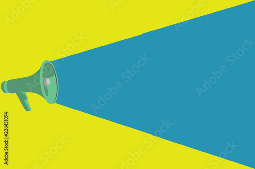 Flat design business Vector Illustration Empty copy space for Ad website promotion esp isolated Banner template. Halftone Megaphone Loudspeaker with Volume Capacity Extend Loudness Level