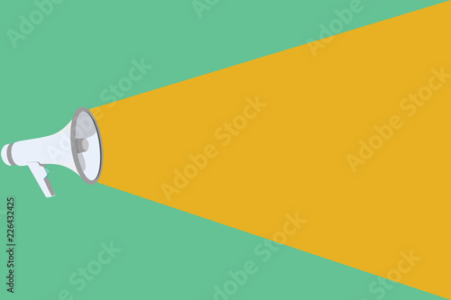 Flat design business Vector Illustration Empty template Layout for invitation greeting card promotion poster voucher. Halftone Megaphone Loudspeaker with Volume Capacity Extend Loudness Level