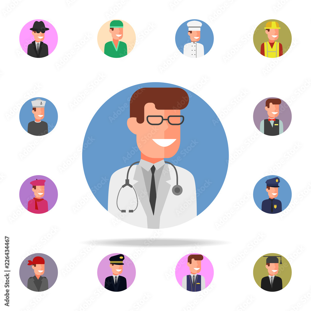 Fototapeta premium colored avatar of doctor icon. Avatar icons universal set for web and mobile