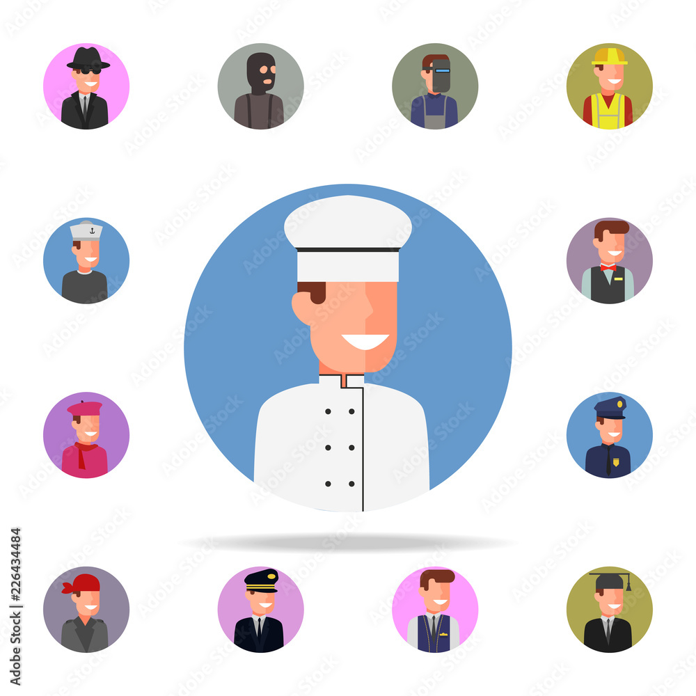 Fototapeta premium colored avatar of cook icon. Avatar icons universal set for web and mobile