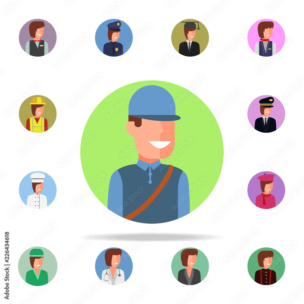 Fototapeta premium colored avatar of postman icon. Avatar icons universal set for web and mobile