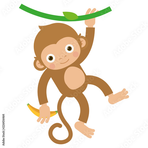 Cute monkey flat vector cartoon