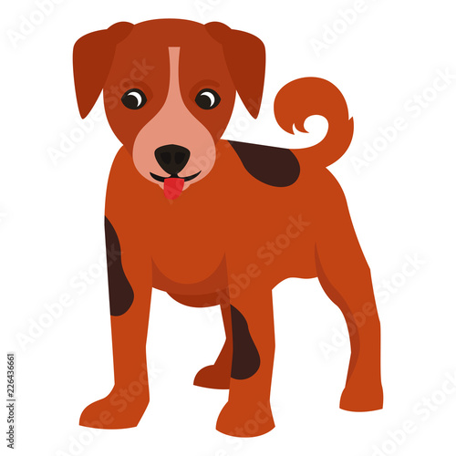 small cute puppy in flat vector style