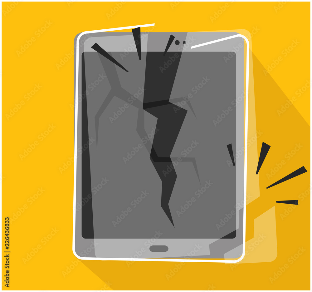 Damage crashed computer tablet