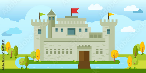 Beautiful Classic old castle flat vector