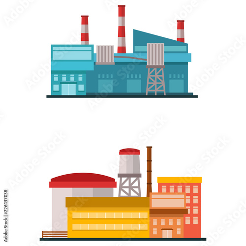 Factory plant building in flat vector style