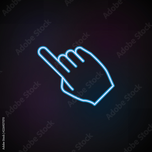 finger point icon in neon style. One of Mobile banking collection icon can be used for UI, UX
