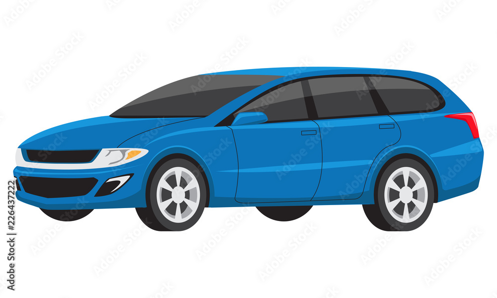 Modern blue minivan family car