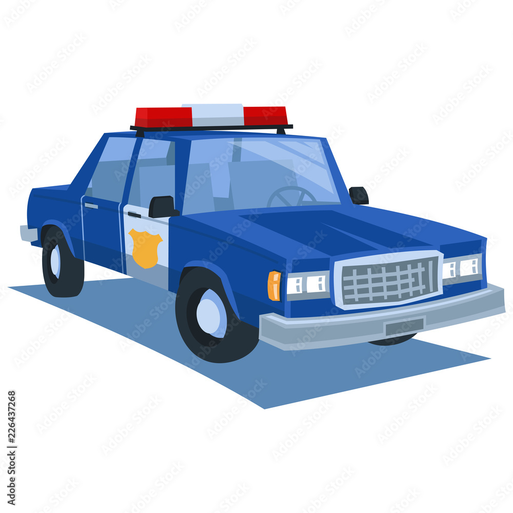 Blue police car cartoon vector