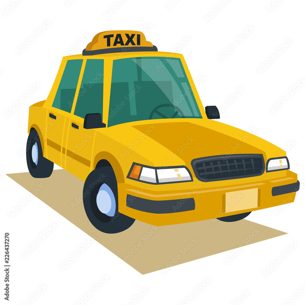 Yellow cab in vector cartoon style