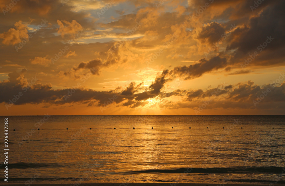 Colorful sunset sky over Caribbean Sea, Jamaica