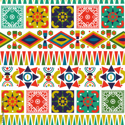 Bohemian folk abstract patchwork seamless pattern