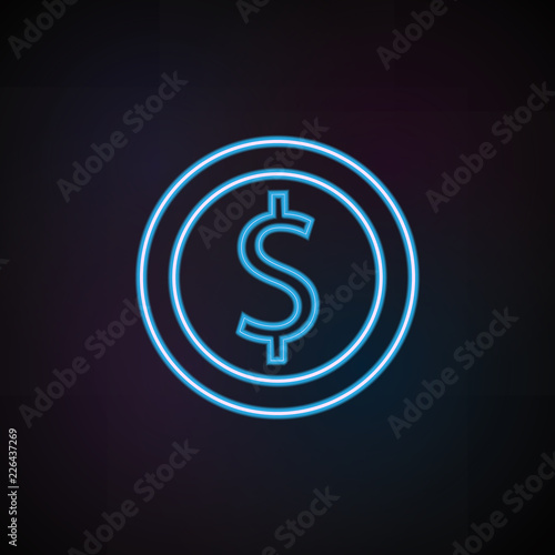 a cent penny icon in neon style. One of Mobile banking collection icon can be used for UI, UX