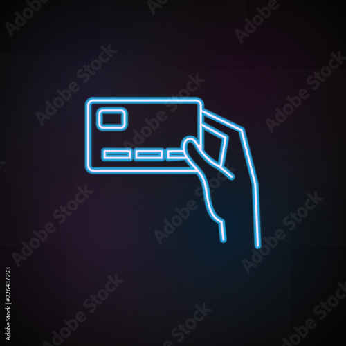 credit card user icon in neon style. One of Mobile banking collection icon can be used for UI, UX