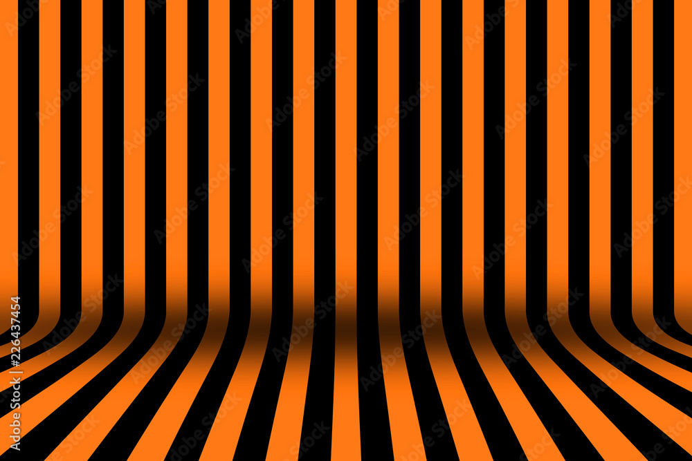 Fototapeta premium Stripe room in black and orange design for Halloween card background.