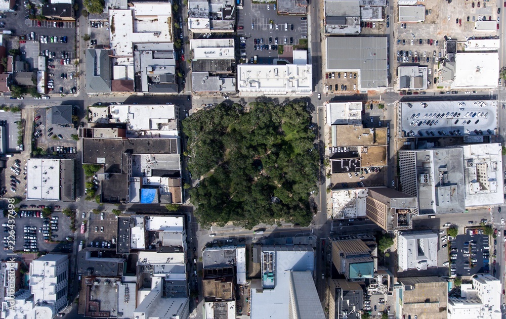 Aerial view of downtown Mobile, Alabama City Park 