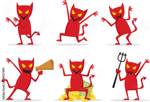 Red devil with many expression and many pose