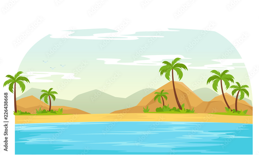 Summer time in beach landscape vector