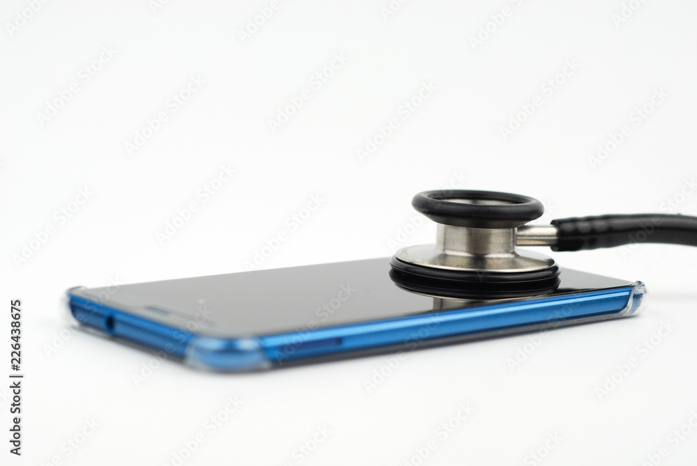 stethoscope on a smartphone screen stethoscope on a smartphone screen