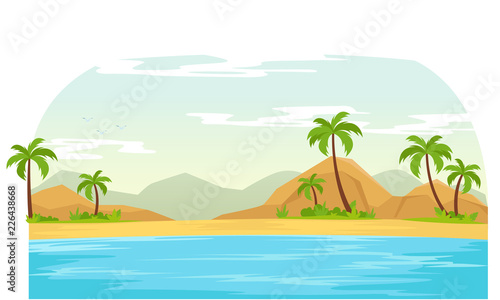 Summer time in beach landscape vector