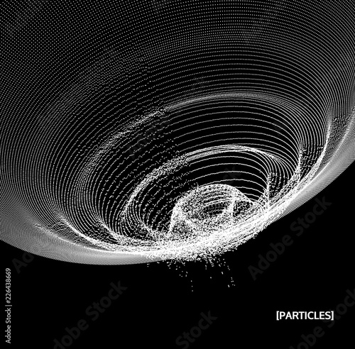 Abstract science or technology background. Network illustration with particle. 3D grid surface.