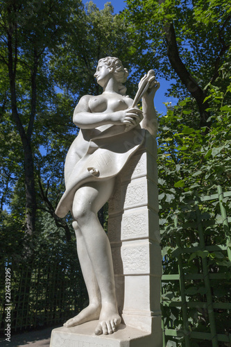 Statue from the collection of marble sculptures by Italian masters of the late XVII - early XVIII centuries in the Summer Garden in St. Petersburg