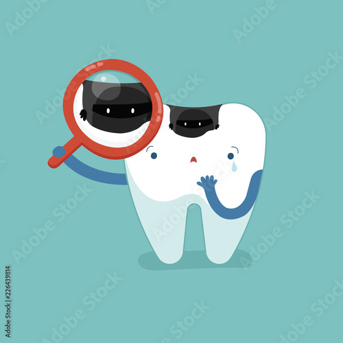 Tooh found decayed tooth, dental concept vector.