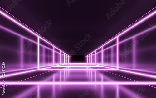 Neon lights background. 3d rendering