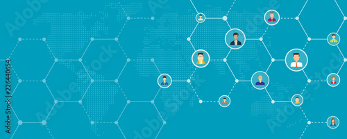 global business online   and social network connection background banner concept
