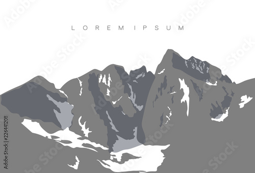 Beautiful mountain landscape with space for text. The Vignemale summit. Highest ridge of the French Pyrenees.