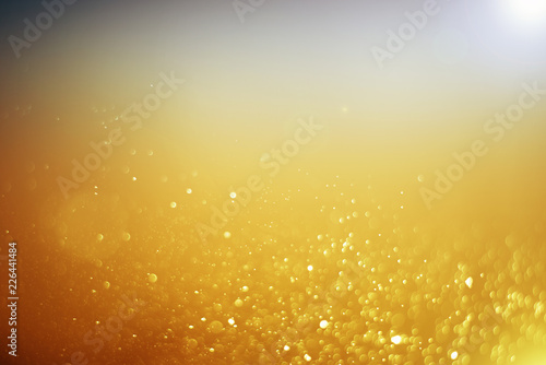 Blurred abstract bokeh light of fly water background, Christmas two tone colors.