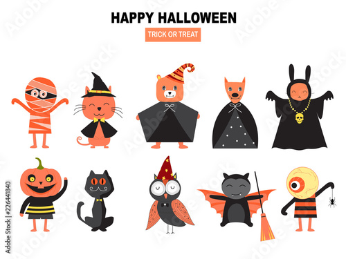 Set of characters for Halloween in cartoon style,Vector illustrations.