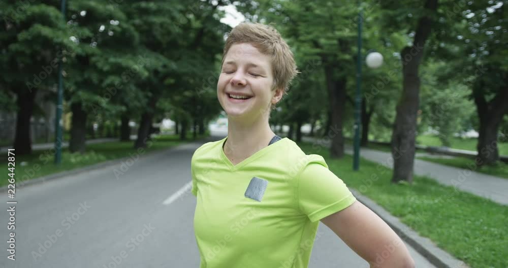 Healthy fitness athletic woman jogging outdoors Healthy fitness athletic woman jogging outdoors